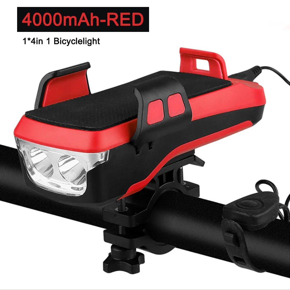 FiVEMi: 5 - in - 1 Multifunction Solar Charging or USB Bicycle Speaker(130DB) Light w/Horn(400Lm) Phone Holder•Power Bank Front Lamp For Bicycle Led Back Light Accessory - GJB PRODUCTS