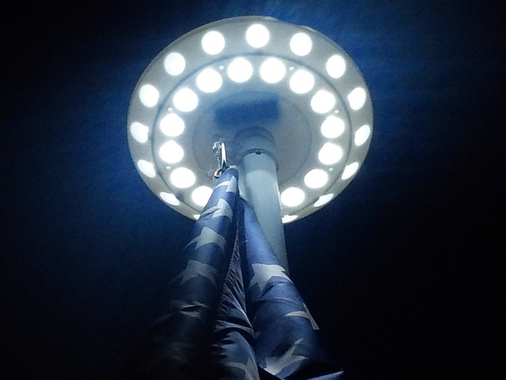 FLAGMAN.COM: Wireless Double Row Thin Solar Powered Flagpole Top Light | 40 LED Automatic Flag Illumination•Mounts On top of Any FlagPole•Built for the True American Flag Owner - GJB PRODUCTS