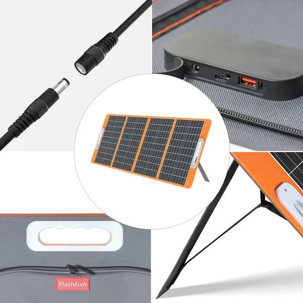 FLASHFISH: 100W Portable Foldable Solar Panel with 5V USB DC Output Type - C - GJB PRODUCTS