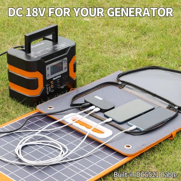 FLASHFISH: 100W Portable Foldable Solar Panel with 5V USB DC Output Type - C - GJB PRODUCTS