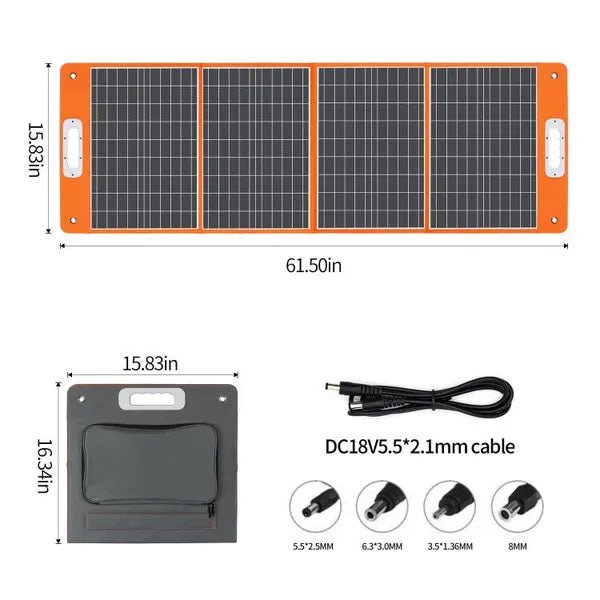 FLASHFISH: 100W Portable Foldable Solar Panel with 5V USB DC Output Type - C - GJB PRODUCTS