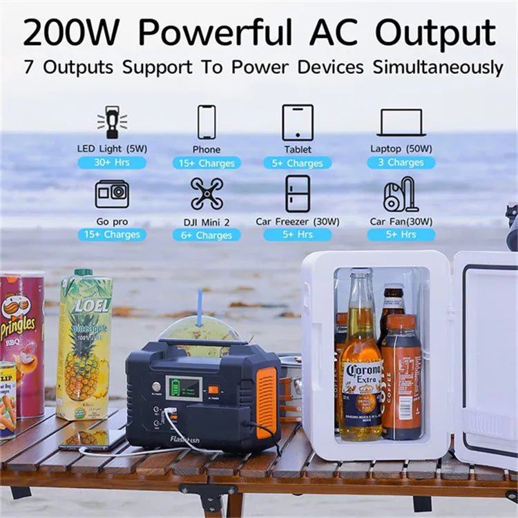 FlashFish: 200W 40800mAh Solar Powered Generator with 60W 18V ETFE Portable/Foldable Solar Panel Charger - GJB PRODUCTS