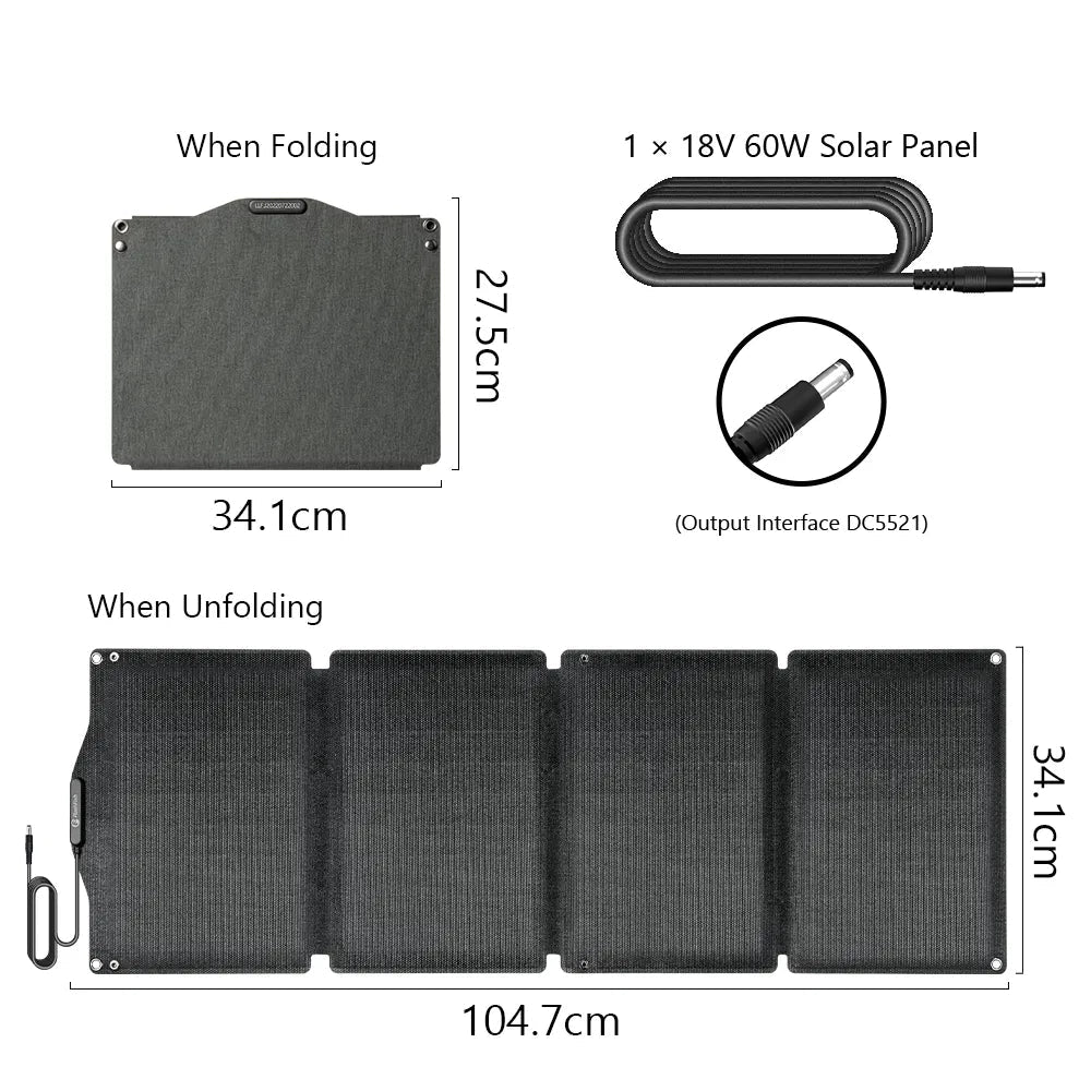 FlashFish: 200W 40800mAh Solar Powered Generator with 60W 18V ETFE Portable/Foldable Solar Panel Charger - GJB PRODUCTS