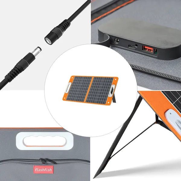 Flashfish: 200W Solar Power Station with 5 Charging options & Foldable(Briefcase Style) Solar Panels - GJB PRODUCTS