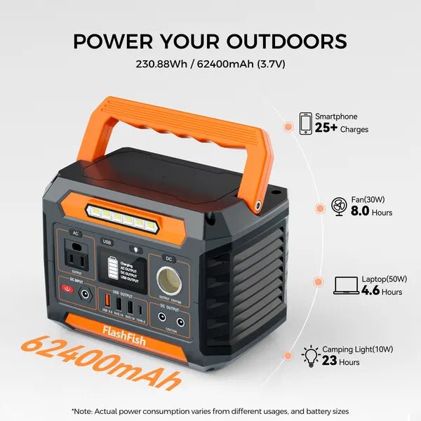 Flashfish: 300W Portable Solar Power Station 62400mAh - GJB PRODUCTS