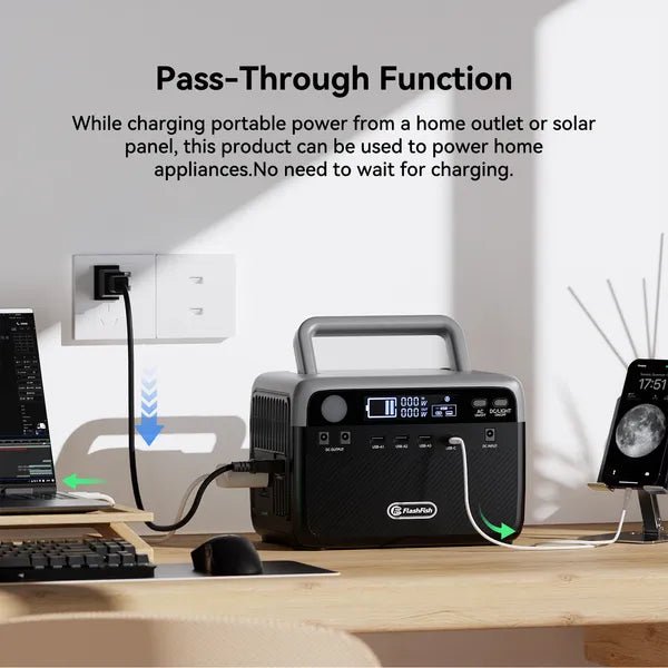 Flashfish 300W Power Station + 60W Solar Panel 230.4Wh LiFePO4 (Peak 600W) Solar Generator AC Outlets Portable Power Station,Power Bank, Battery Backup For Hurricane Emergency/Outdoor Camping - GJB PRODUCTS