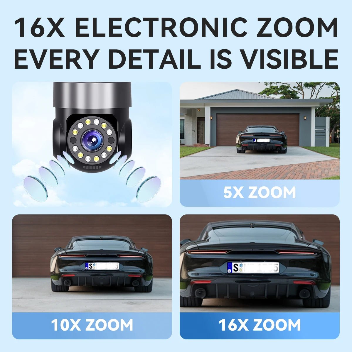 GEYUNE: 20MP WiFi Security Camera 4 Lens 16X Zoom 360° Rotation Auto Tracking - GJB PRODUCTS