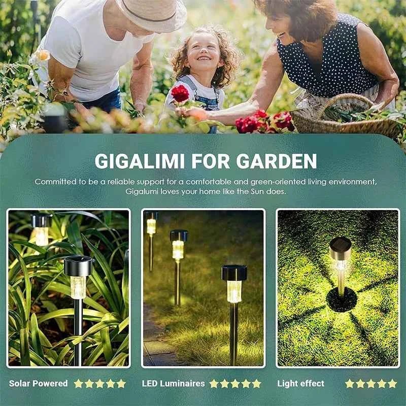 GIGALIMI: 10 - Pack Solar Powered Stainless Steel LED Tube Lamps - GJB PRODUCTS