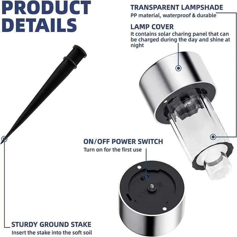 GIGALIMI: 10 - Pack Solar Powered Stainless Steel LED Tube Lamps - GJB PRODUCTS