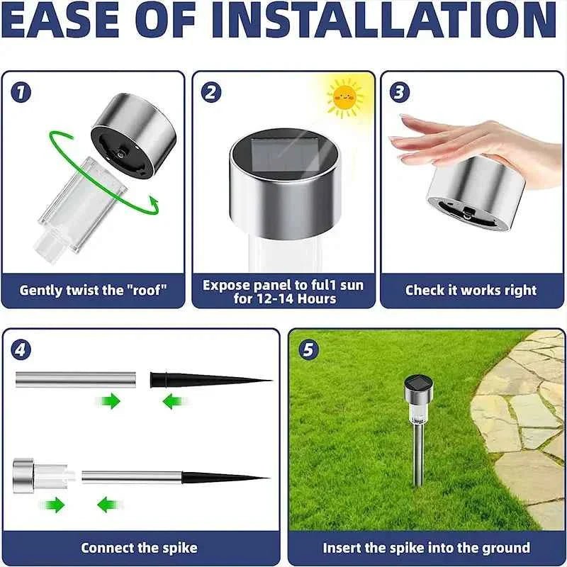 GIGALIMI: 10 - Pack Solar Powered Stainless Steel LED Tube Lamps - GJB PRODUCTS