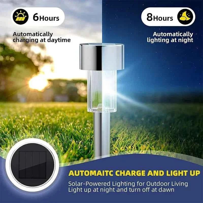 GIGALIMI: 10 - Pack Solar Powered Stainless Steel LED Tube Lamps - GJB PRODUCTS