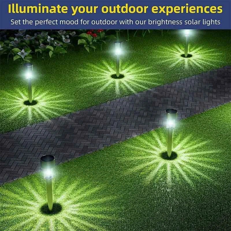 GIGALIMI: 10 - Pack Solar Powered Stainless Steel LED Tube Lamps - GJB PRODUCTS