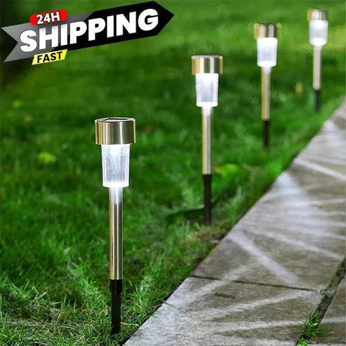 GIGALIMI: 10 - Pack Solar Powered Stainless Steel LED Tube Lamps - GJB PRODUCTS