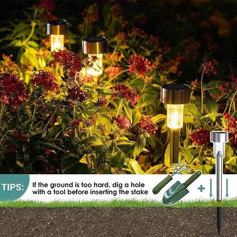 GIGALIMI: 10 - Pack Solar Powered Stainless Steel LED Tube Lamps - GJB PRODUCTS