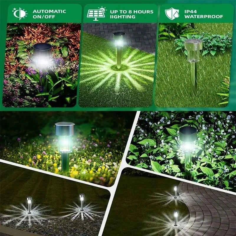GIGALIMI: 10 - Pack Solar Powered Stainless Steel LED Tube Lamps - GJB PRODUCTS