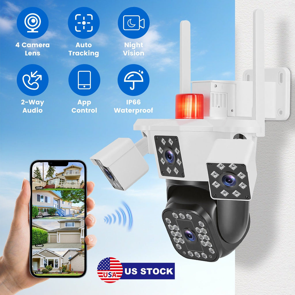 GJB Products: 1080P HD 4 - Lens WiFi Security Camera with 360° View,Night Vision,Two - Way Audio and App Control - GJB PRODUCTS