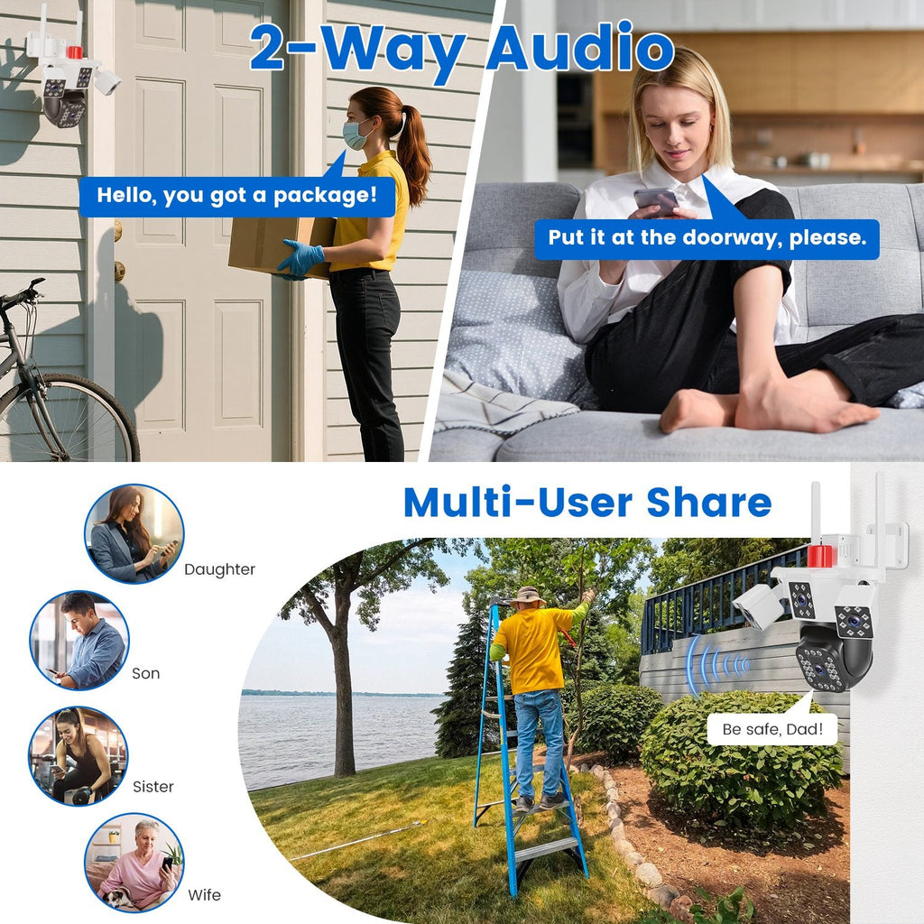 GJB Products: 1080P HD 4 - Lens WiFi Security Camera with 360° View,Night Vision,Two - Way Audio and App Control - GJB PRODUCTS