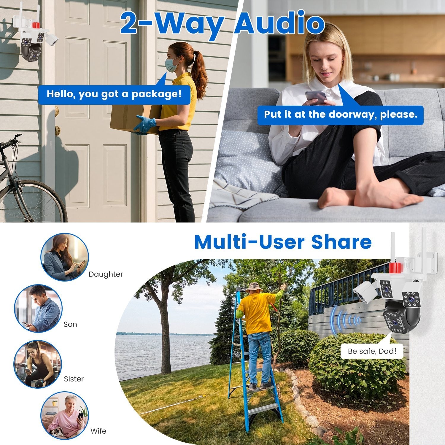 GJB Products: 1080P HD 4 - Lens WiFi Security Camera with 360° View,Night Vision,Two - Way Audio and App Control - GJB PRODUCTS