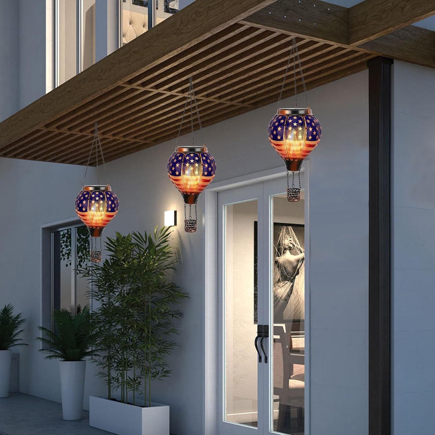 GJB Products: 19” Solar “Hot - Air Balloon”Hanging Decorative Lighting - GJB PRODUCTS