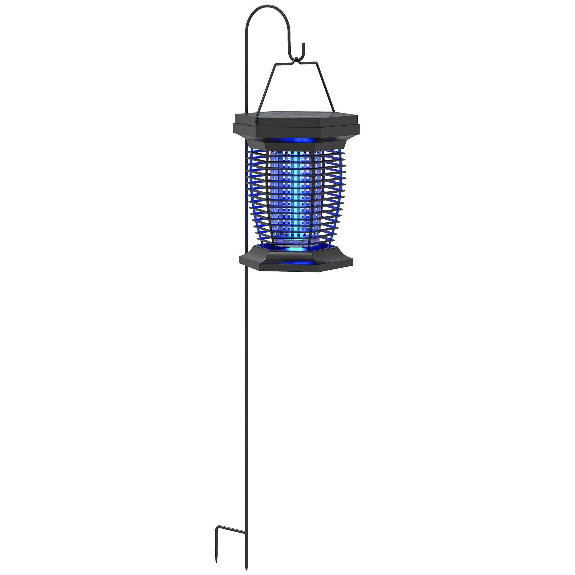 GJB Products: 2 - in - 1•6.4W Solar Powered(10Lm) or Electric Hanging Fly Zapper With UV & White LED Light - GJB PRODUCTS