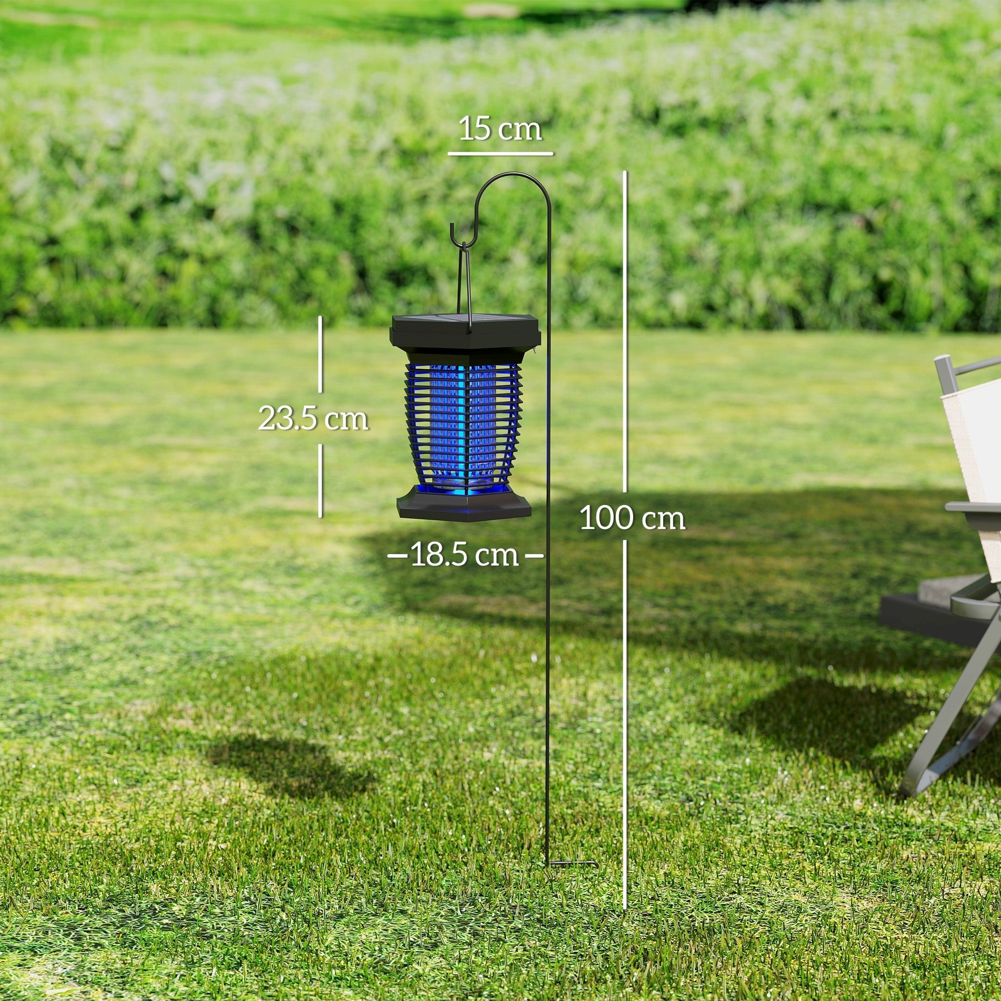 GJB Products: 2 - in - 1•6.4W Solar Powered(10Lm) or Electric Hanging Fly Zapper With UV & White LED Light - GJB PRODUCTS
