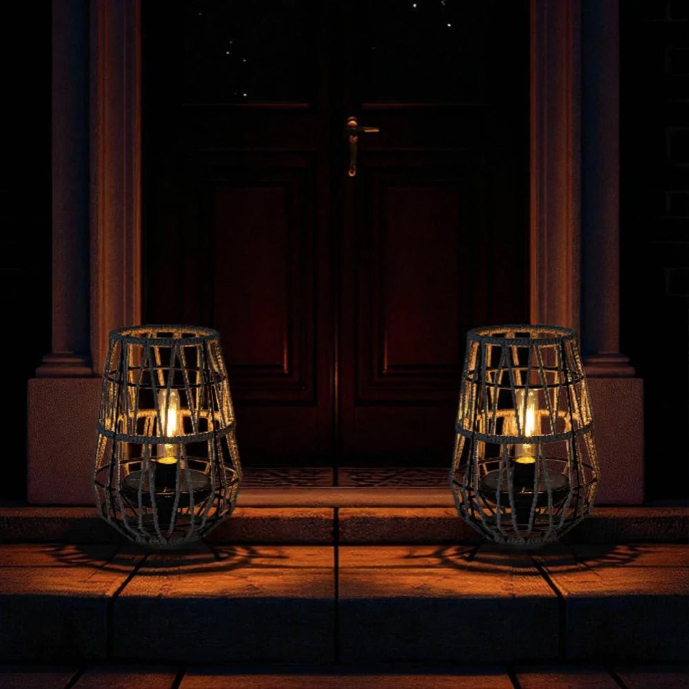 GJB Products: 2pc High - Powered LED Solar Outdoor Table/Hanging Lamps - GJB PRODUCTS