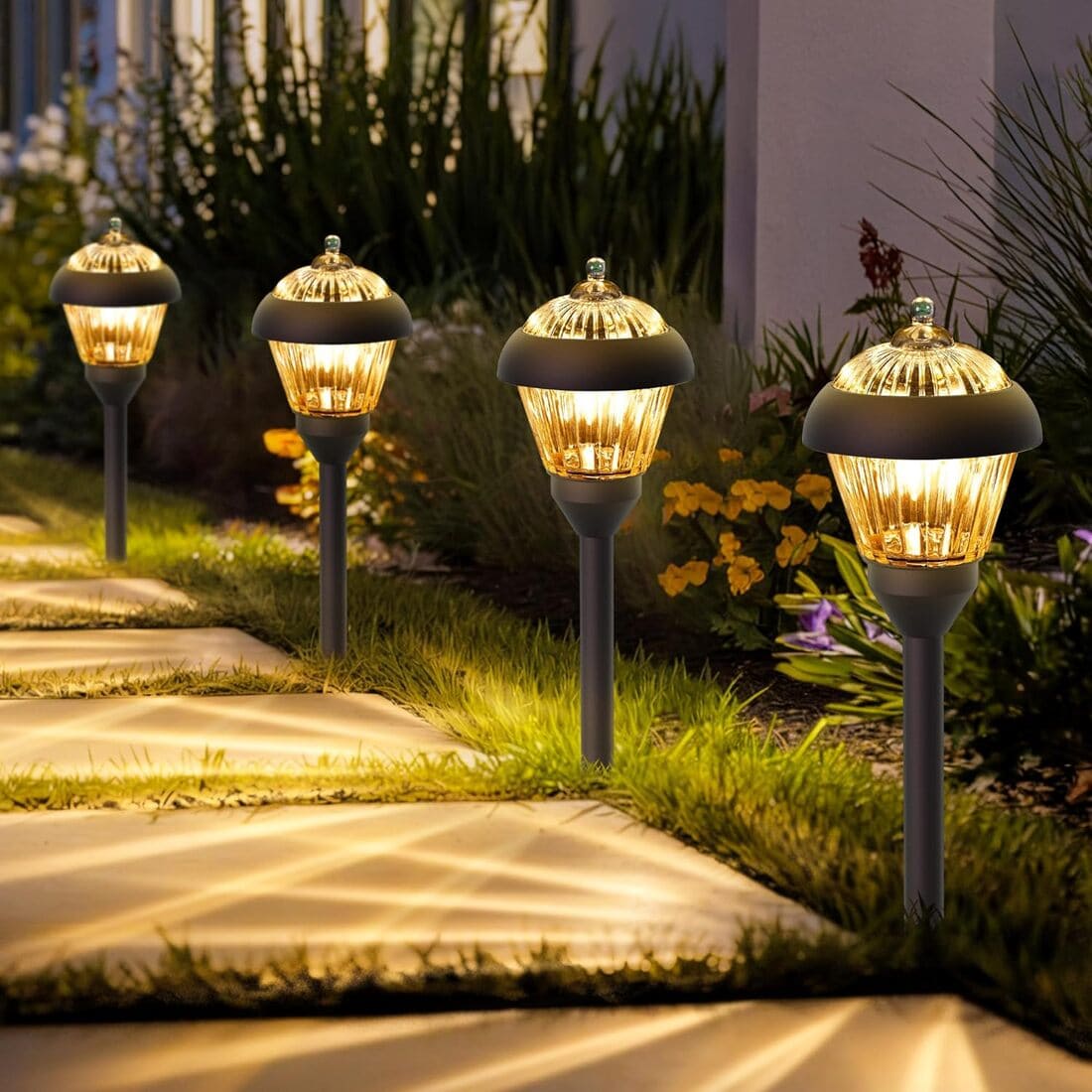 GJB Products: 2pk/4pk Adjustable Solar LED Garden Pathway Lights: - GJB PRODUCTS
