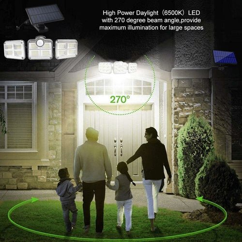 GJB Products: 3 - Face & 3 - Mode Solar Powered LED(122) Outdoor Spotlight with Motion Sensor & Remote - GJB PRODUCTS
