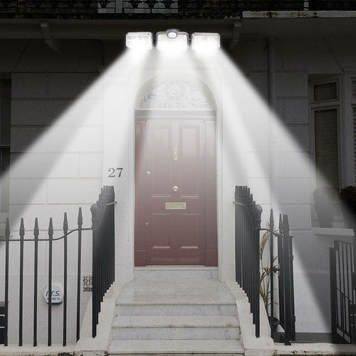GJB Products: 3 - Face & 3 - Mode Solar Powered LED(122) Outdoor Spotlight with Motion Sensor & Remote - GJB PRODUCTS