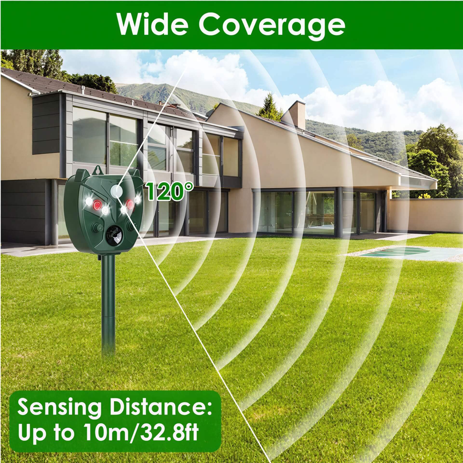 GJB Products: 5 Gear Wide Range Ultrasonic Solar Animal Repellent Light - GJB PRODUCTS
