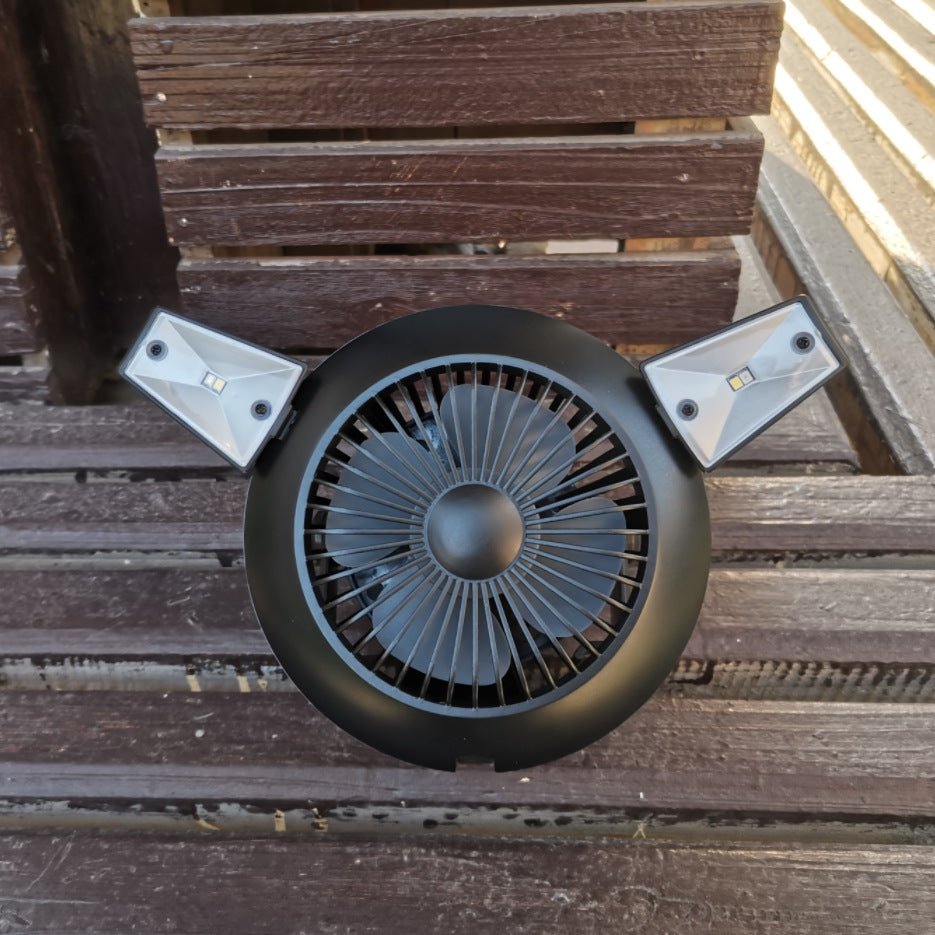 GJB Products: 5V/4W Solar Powered Hanging LED Light W/Foldable Fan with USB Output - GJB PRODUCTS