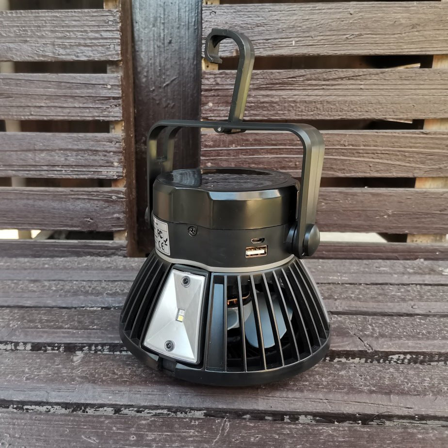 GJB Products: 5V/4W Solar Powered Hanging LED Light W/Foldable Fan with USB Output - GJB PRODUCTS