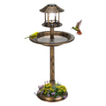 GJB Products: Bronze 15c20x42” Birdbath and Solar Powered LED Light with Fillable Base - GJB PRODUCTS