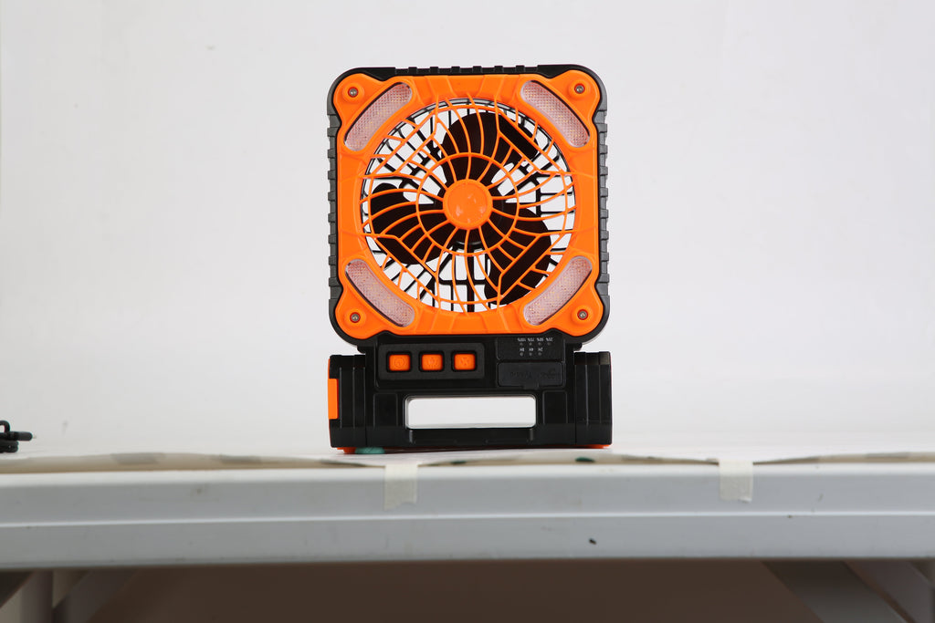 GJB Products: Portable 5V/2A Solar Powered 3 - In - 1 Camping Fan(4 - Speed)with LED Lantern and Emergency Power Bank - GJB PRODUCTS