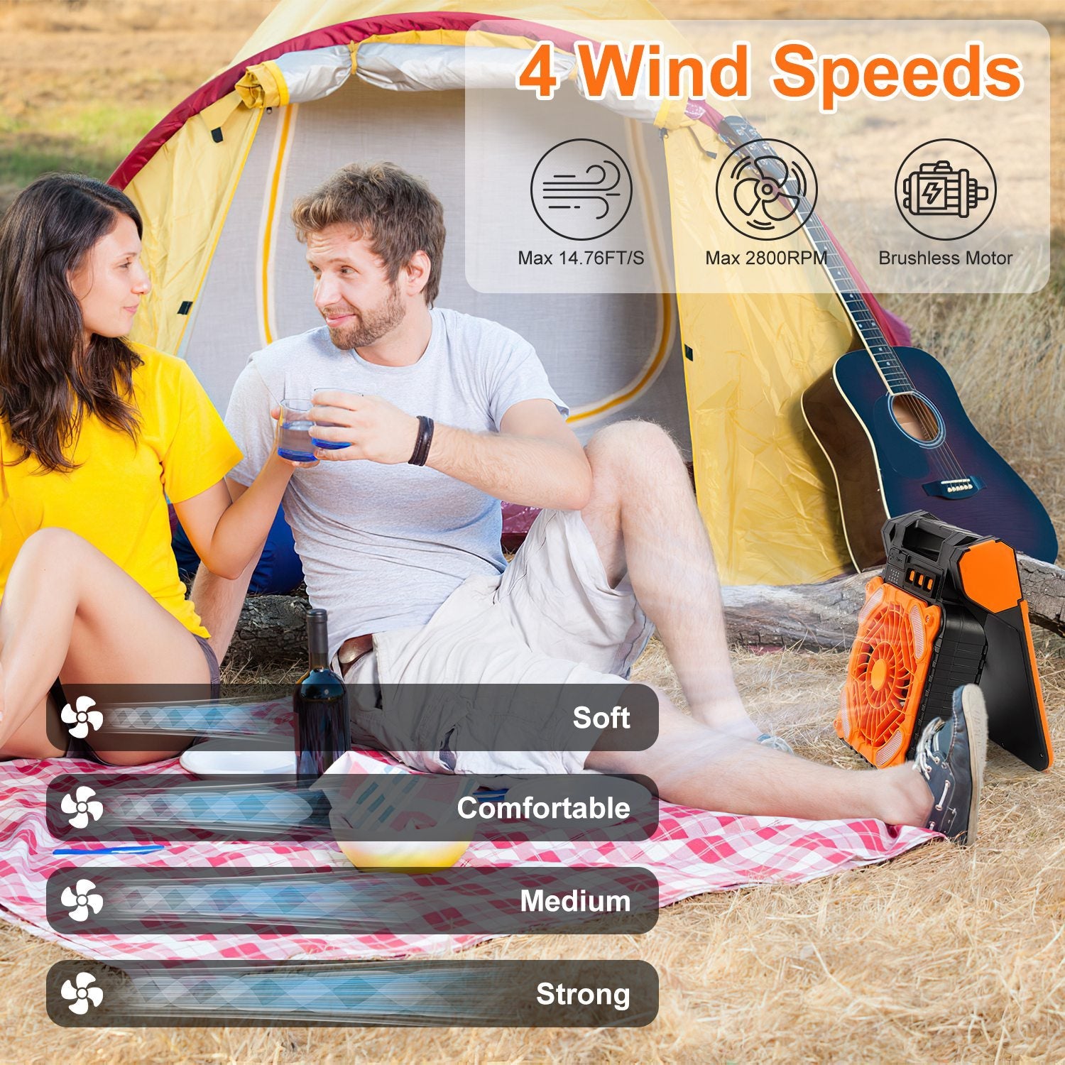 GJB Products: Portable 5V/2A Solar Powered 3 - In - 1 Camping Fan(4 - Speed)with LED Lantern and Emergency Power Bank - GJB PRODUCTS