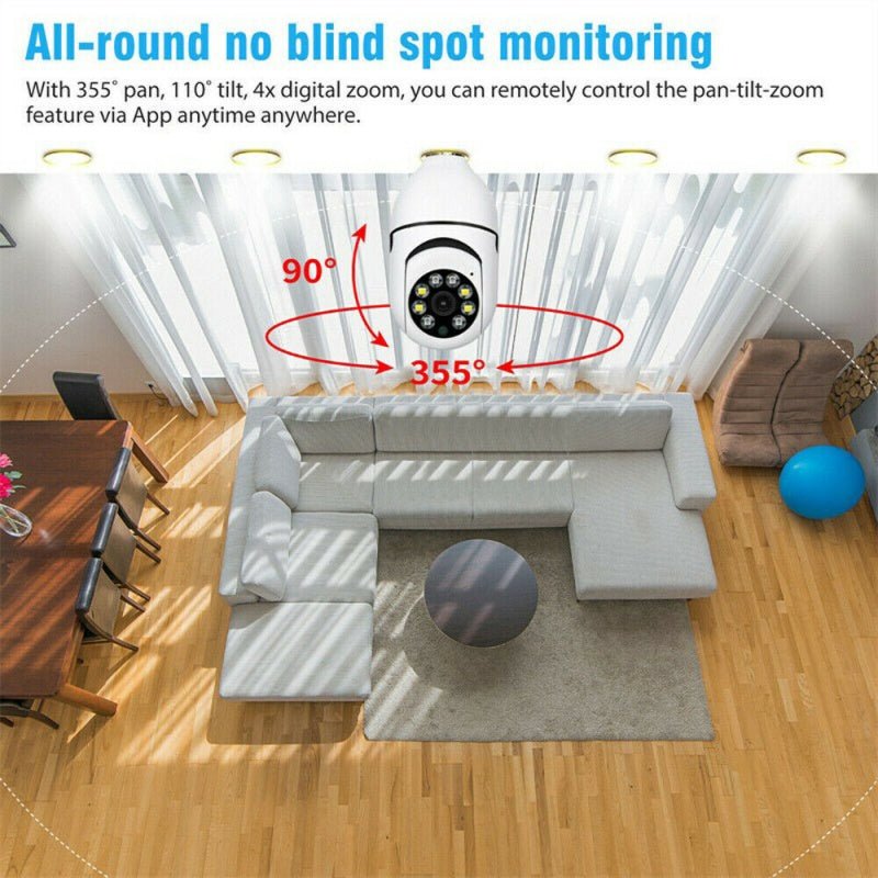 GJB Products: Wireless 360 Degree (E27) Light Bulb Smart Camera 1080P HD - GJB PRODUCTS
