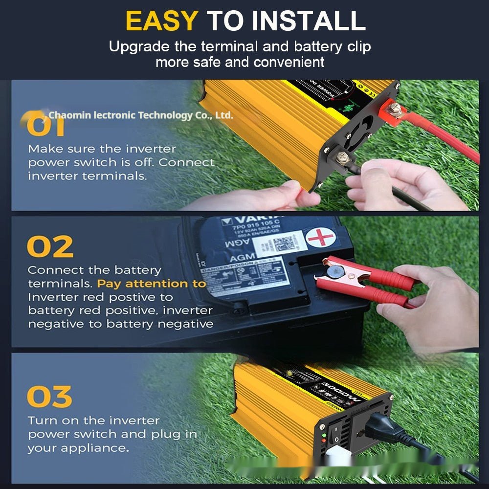 GuangZhou Chadmn: Power Inverter 12V - 110V/220V 3000W Solar Powered High Frequency - GJB PRODUCTS