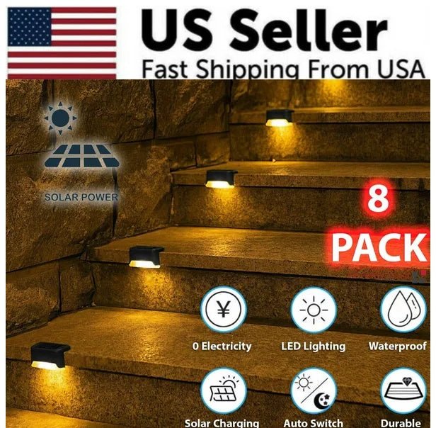 HangMeng: 8Pk Solar 5W 1.2V Outdoor LED Deck Lights for Stairs/Fence - GJB PRODUCTS