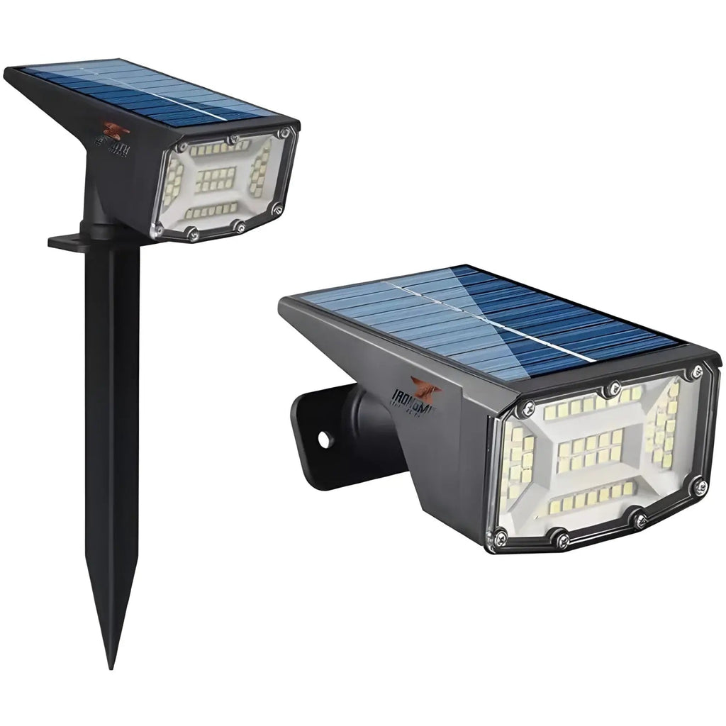 Ironsmith Lighting: 2 - Pack Solar Powered(50LED) Spot Lights with Spike for Wall or Ground Mount & Smart Lighting Control - GJB PRODUCTS