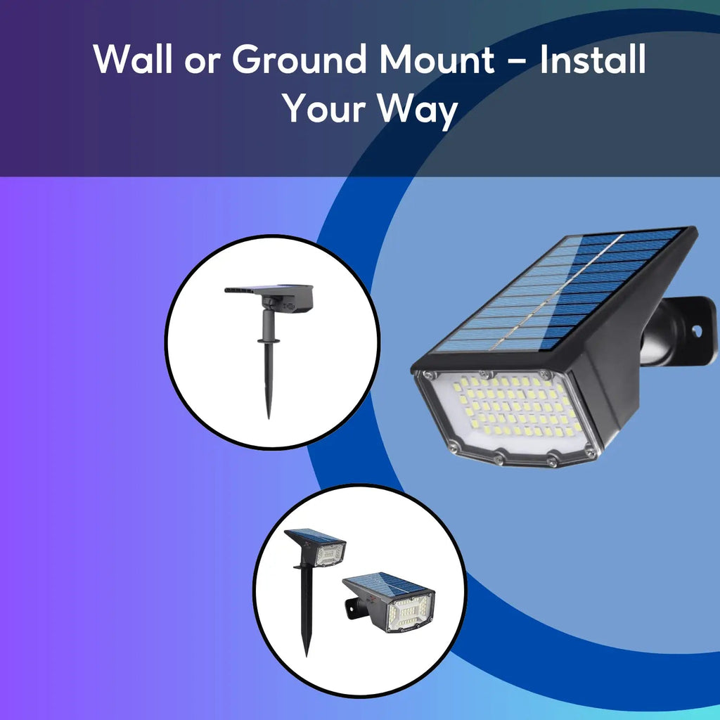 Ironsmith Lighting: 2 - Pack Solar Powered(50LED) Spot Lights with Spike for Wall or Ground Mount & Smart Lighting Control - GJB PRODUCTS