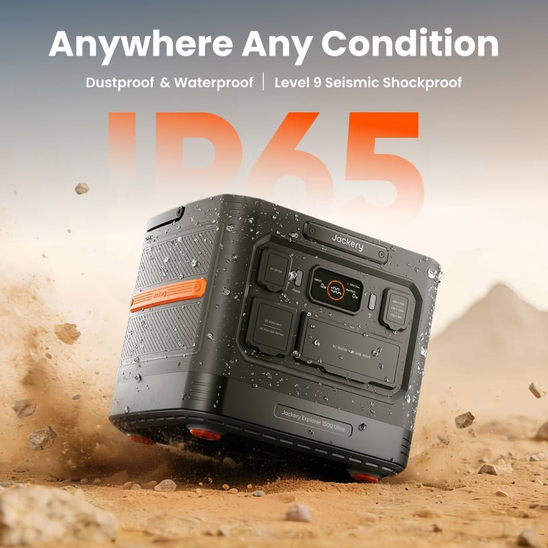 Jackery: Portable Solar Power Station Explorer 1500 Ultra/ 1536Wh - 3600W Peak Output/1800W AC Consistent Output/High - Efficiency Solar Charging/￼Shockproof/Titanium - Alloy Cooling/Bottom Damage Design - GJB PRODUCTS