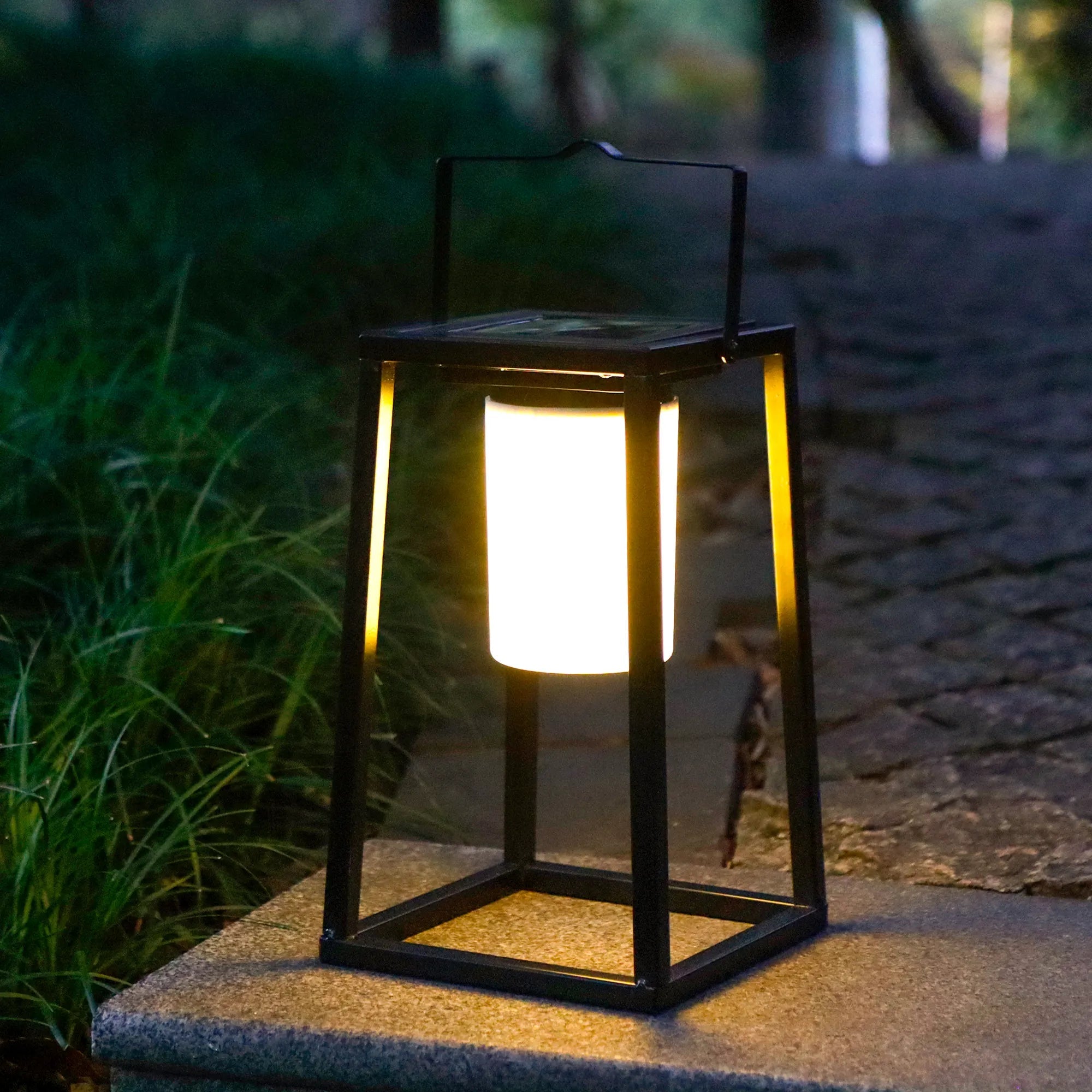 JHY Designs: Portable Outdoor Solar Powered 7”x7”x15” Lantern•High Power LED Light•IP44 Waterproof•Hang or Freestanding - GJB PRODUCTS