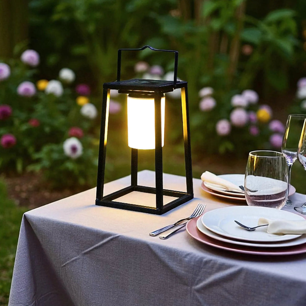 JHY Designs: Portable Outdoor Solar Powered 7”x7”x15” Lantern•High Power LED Light•IP44 Waterproof•Hang or Freestanding - GJB PRODUCTS