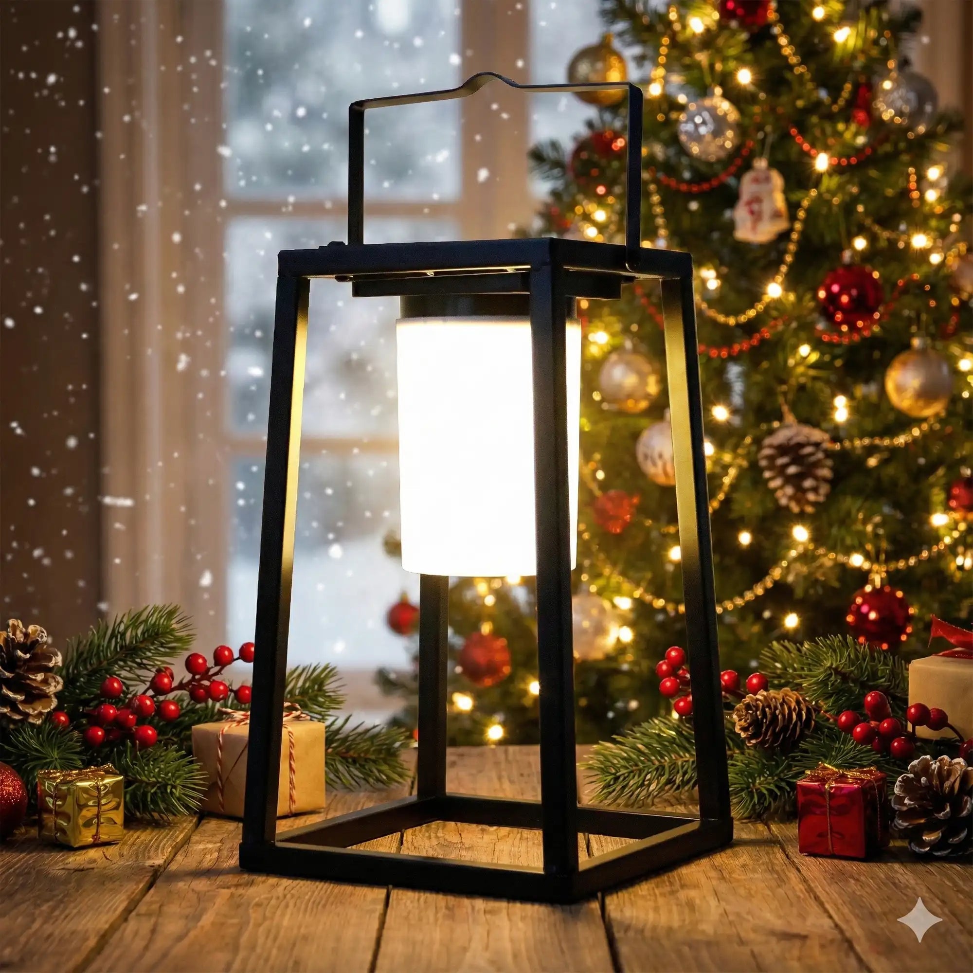 JHY Designs: Portable Outdoor Solar Powered 7”x7”x15” Lantern•High Power LED Light•IP44 Waterproof•Hang or Freestanding - GJB PRODUCTS
