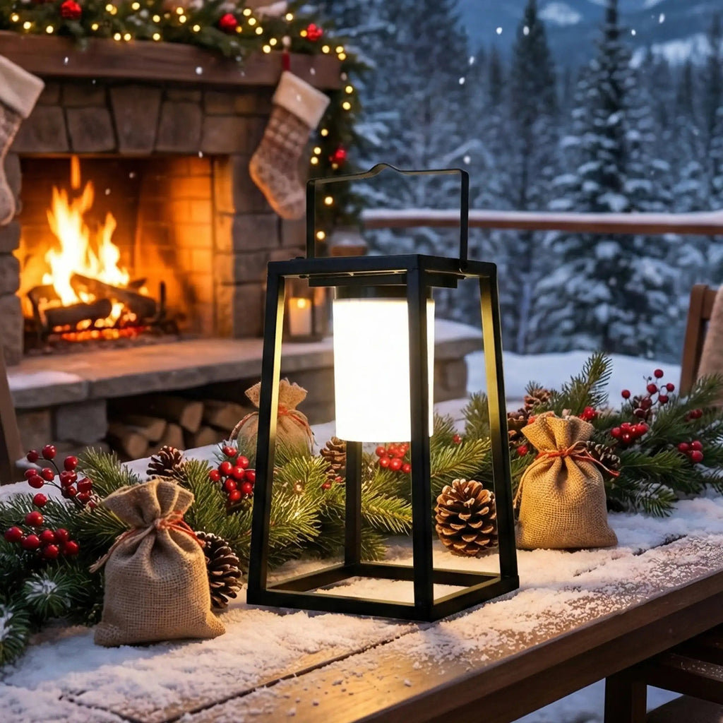JHY Designs: Portable Outdoor Solar Powered 7”x7”x15” Lantern•High Power LED Light•IP44 Waterproof•Hang or Freestanding - GJB PRODUCTS