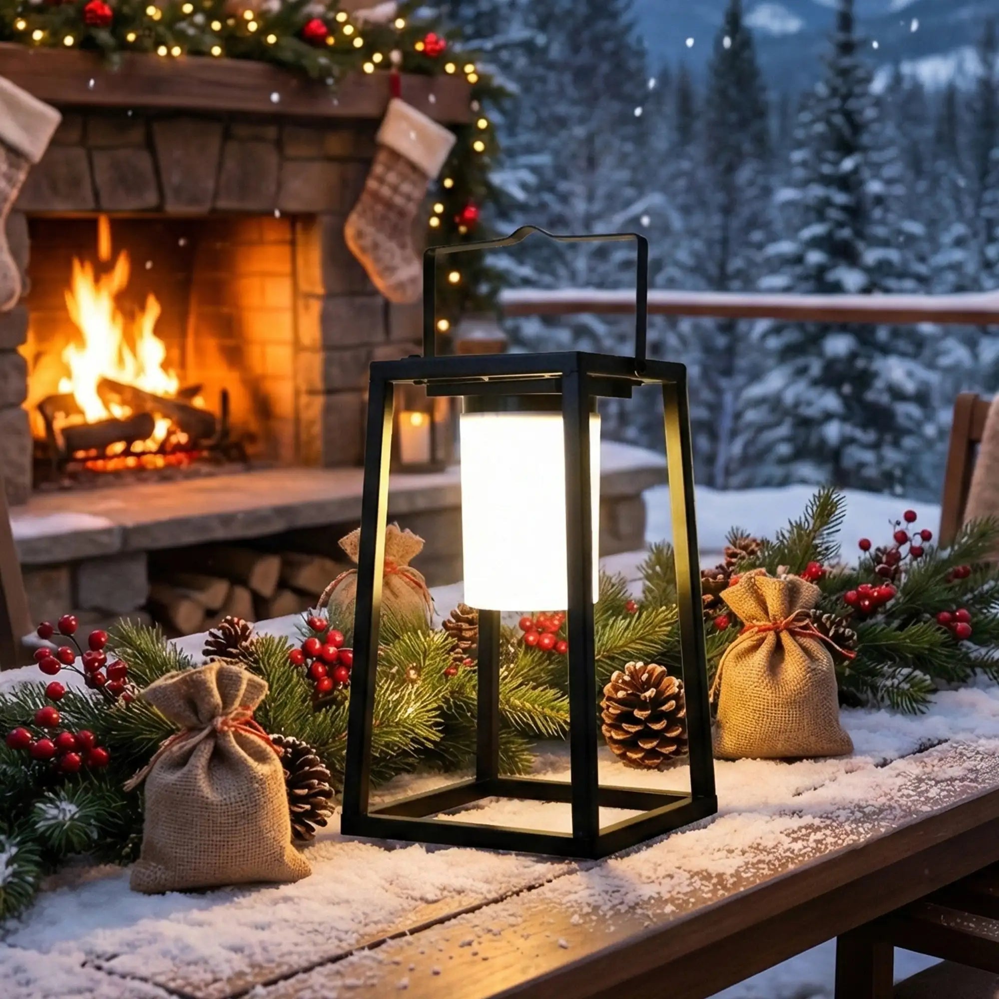 JHY Designs: Portable Outdoor Solar Powered 7”x7”x15” Lantern•High Power LED Light•IP44 Waterproof•Hang or Freestanding - GJB PRODUCTS