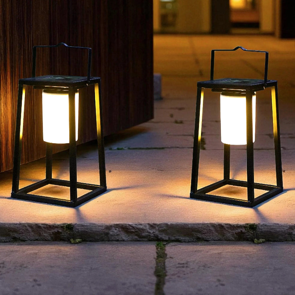 JHY Designs: Portable Outdoor Solar Powered 7”x7”x15” Lantern•High Power LED Light•IP44 Waterproof•Hang or Freestanding - GJB PRODUCTS