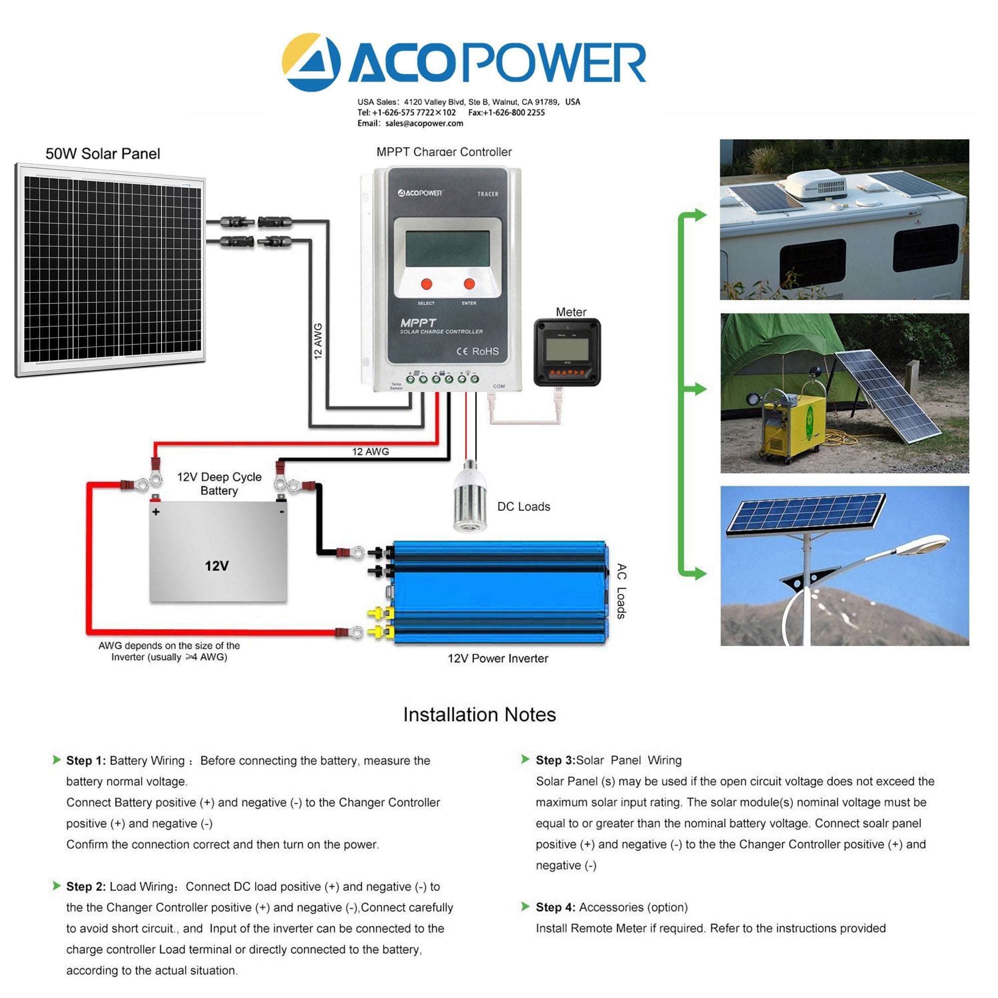 LANDSTAR: 50W 12V Solar Charger Kit with 10A Charge Controller and Clips - GJB PRODUCTS