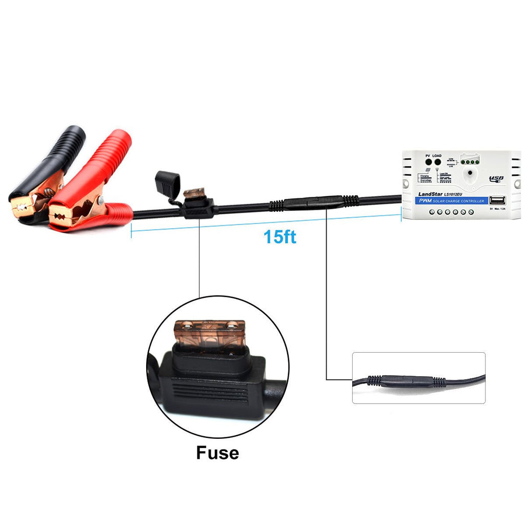LANDSTAR: 50W 12V Solar Charger Kit with 10A Charge Controller and Clips - GJB PRODUCTS