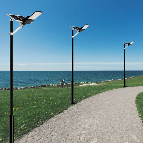 Langy: 1200W Solar Powered (30,000LM) Street Light w/ Motion Detection,Remote Control and Pole(16ft - 20ft) - GJB PRODUCTS